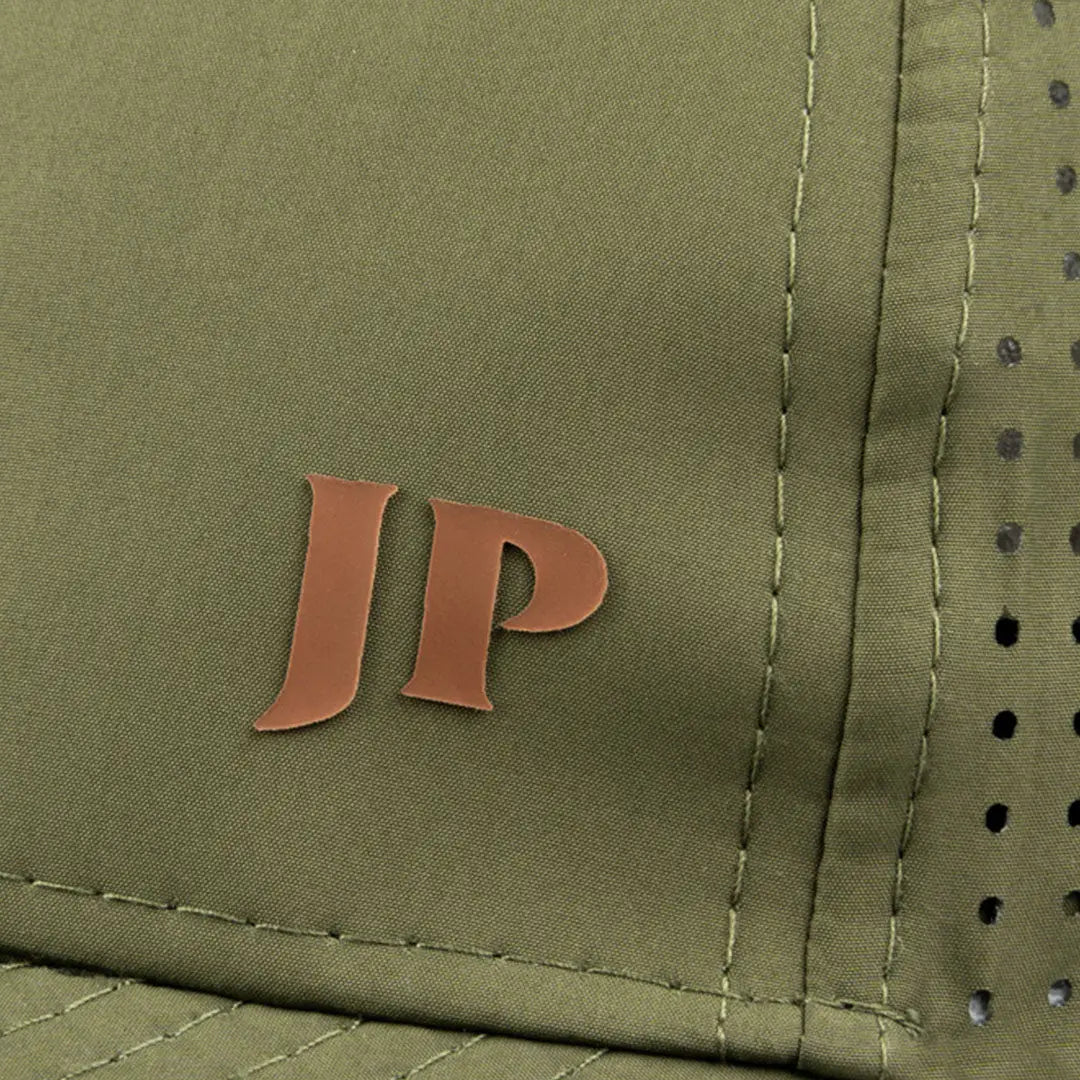 Olive green Jack Pyke Airflow Baseball Cap with stylish brown JP logo Design
