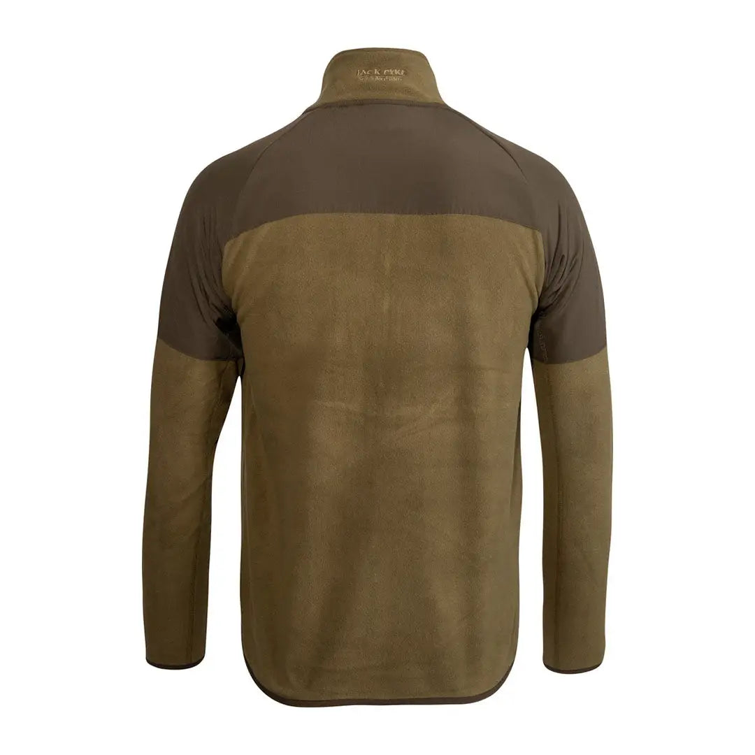 Men’s two-tone olive green and brown Jack Pyke Bleasdale quarter-zip fleece top for outdoor adventures