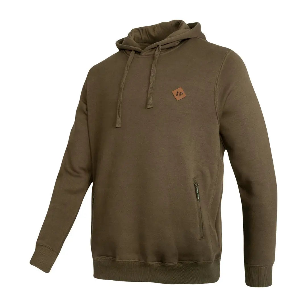 Men’s olive green Jack Pyke Dalesman Hoodie with small chest patch for outdoor style