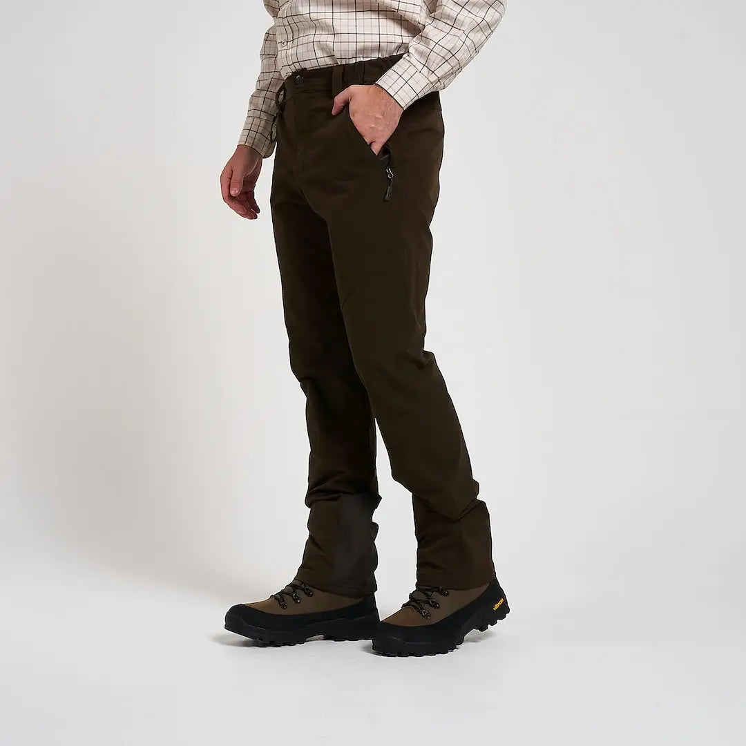 Jack Pyke Dalesman stretch trousers in dark olive green with thigh zip pocket