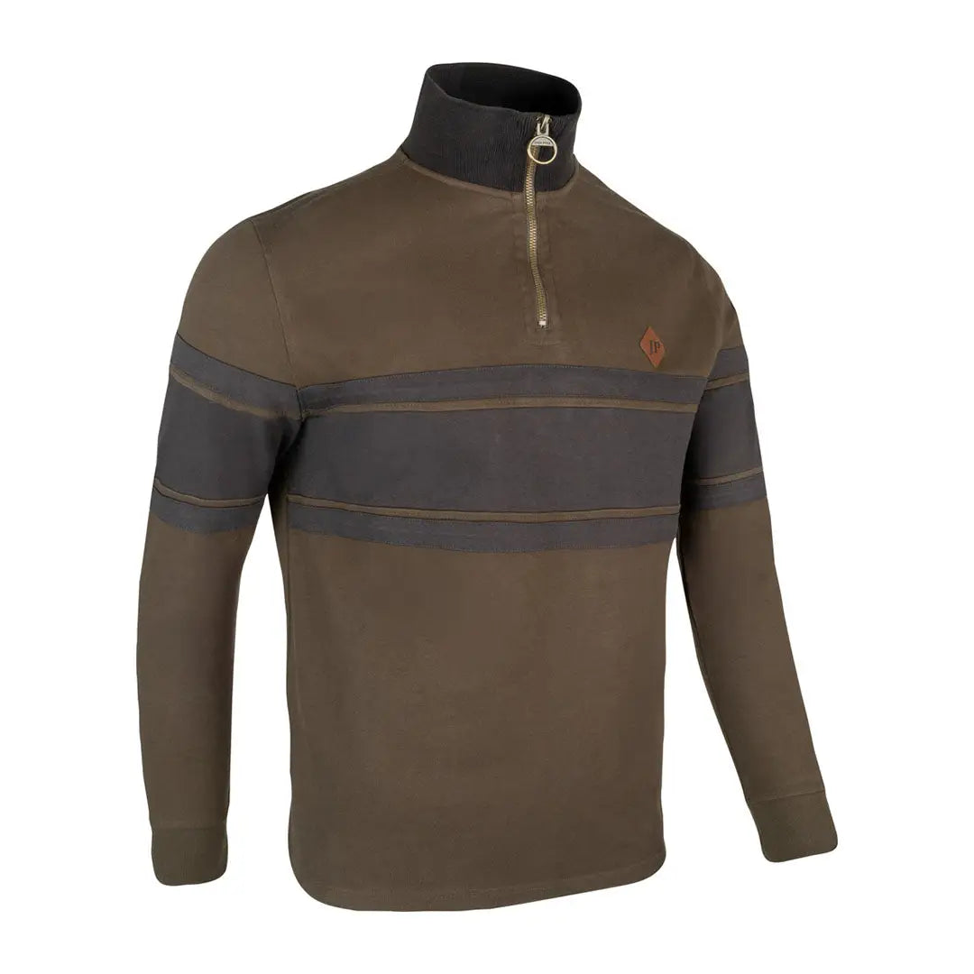 Jack Pyke half zip contrast sweatshirt in brown and dark gray stripes