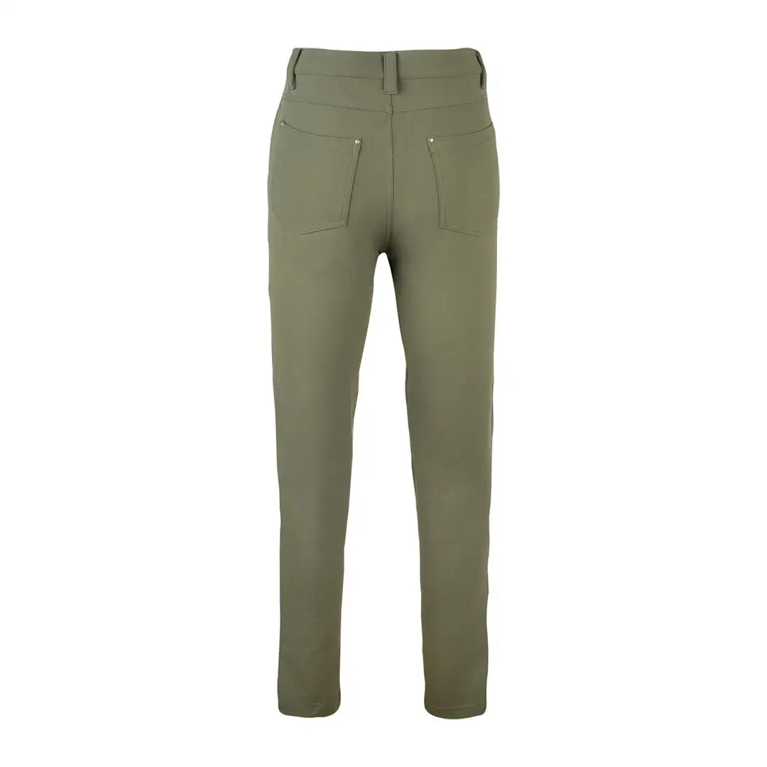 Jack Pyke ladies contour stretch pants in olive green slim fit with back pockets and concealed zipper