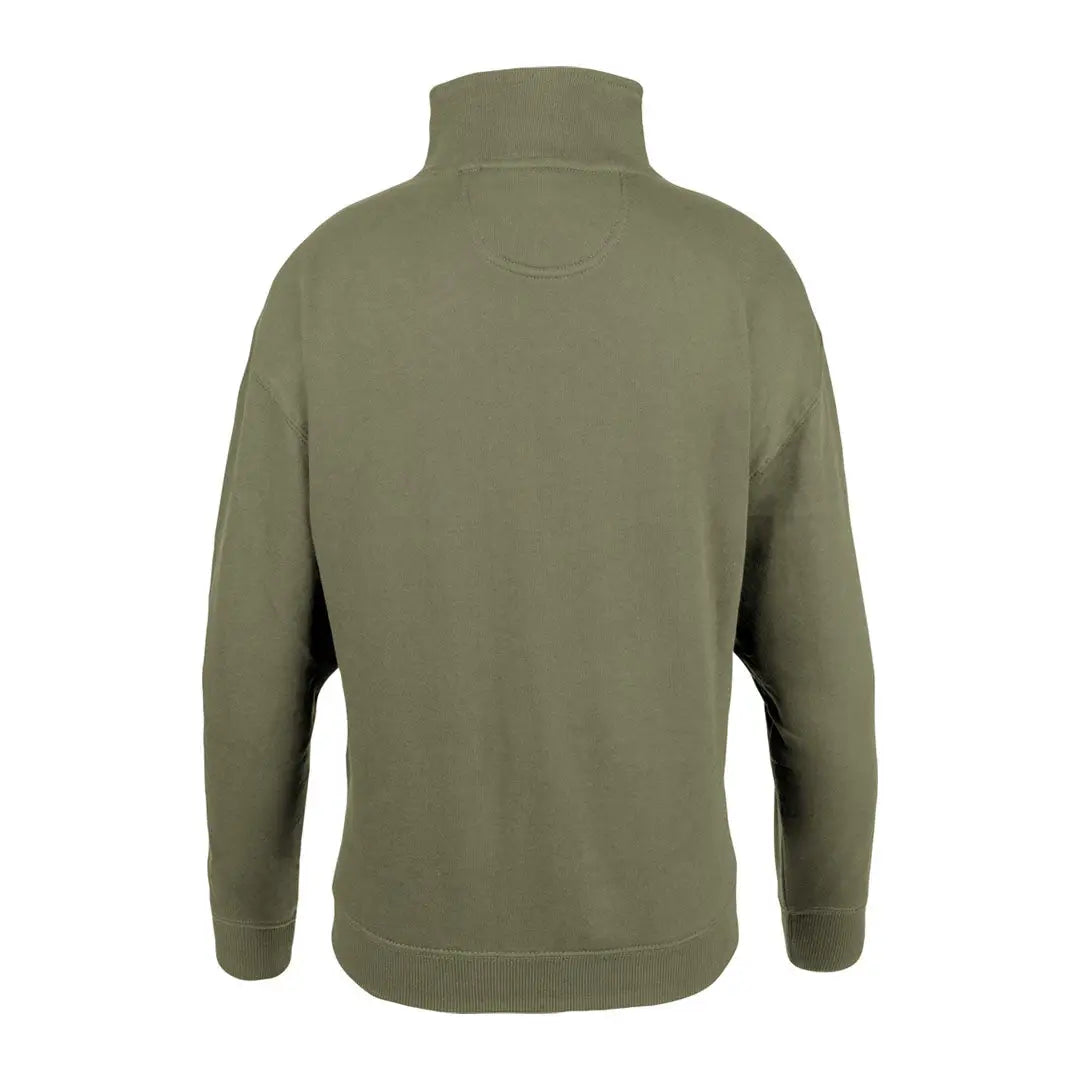 Olive green Jack Pyke ladies half zip sweatshirt with ribbed cuffs