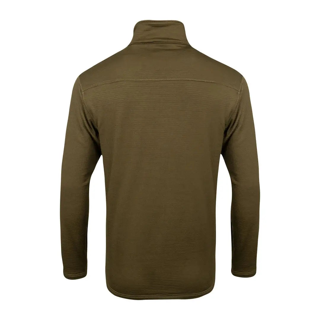 Men’s olive green Jack Pyke Waffle Fleece Top with stand-up collar and horizontal ribbing