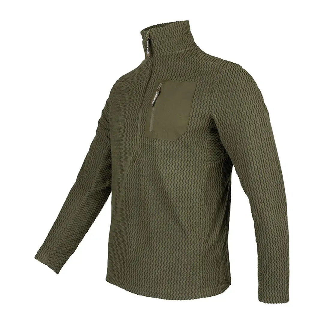 Olive green textured Jack Pyke Z Fleece pullover for comfy outdoor adventures