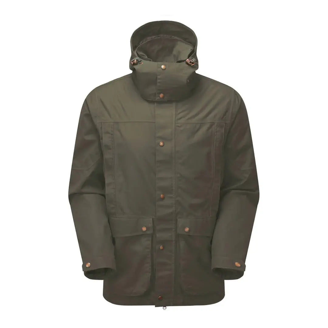 Olive green hooded Keela Mens Shetland Jacket for stylish dual protection in country clothing