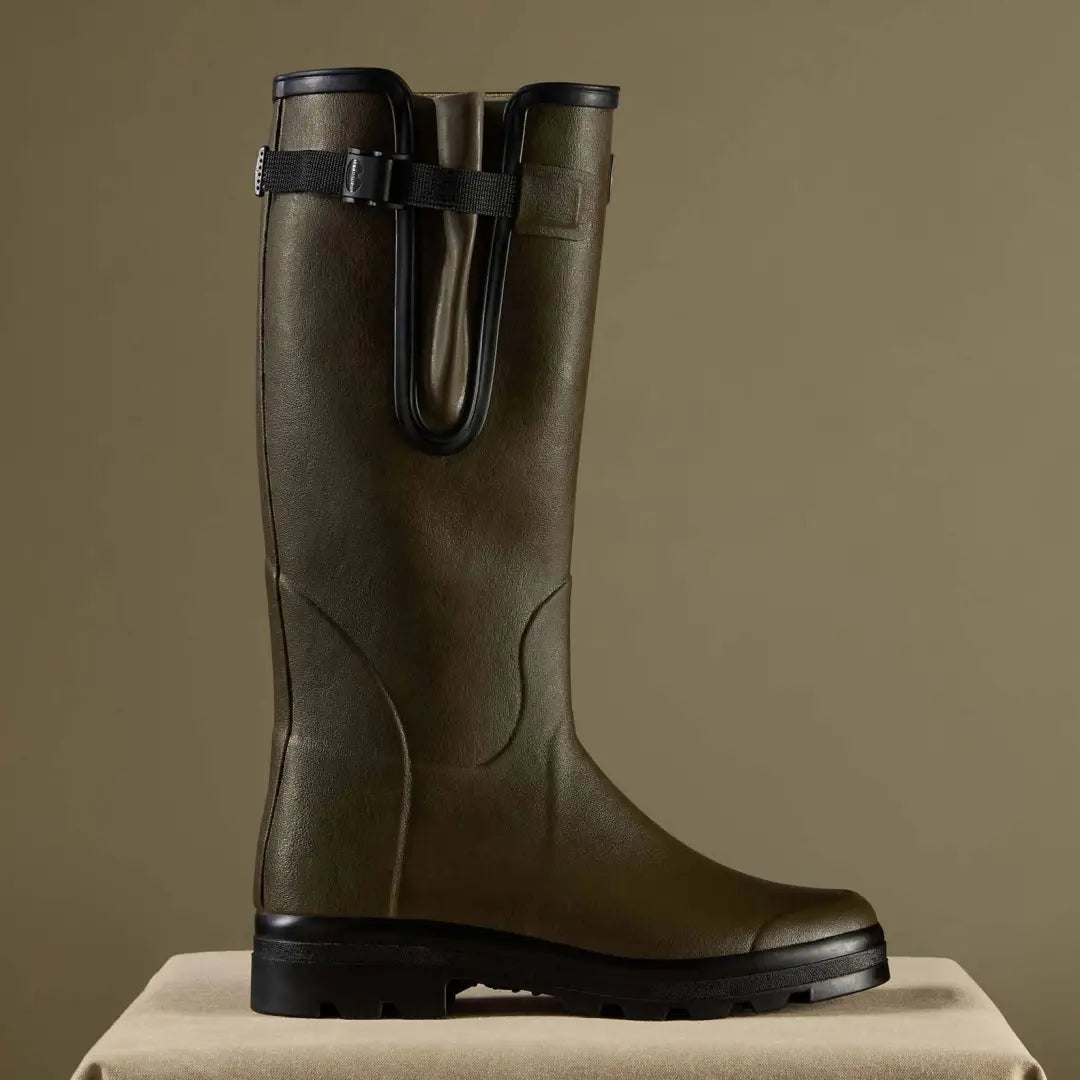 Olive green Le Chameau Men’s Vierzon Boots with tartan polycotton jersey lining
