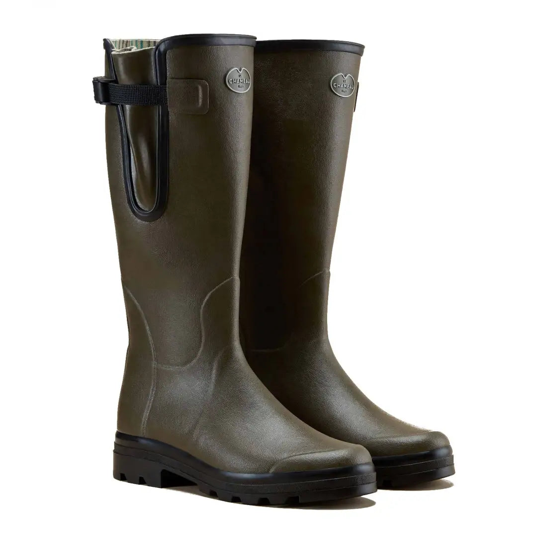 Pair of olive green Le Chameau Men’s Vierzon Jersey Lined Wellington Boots