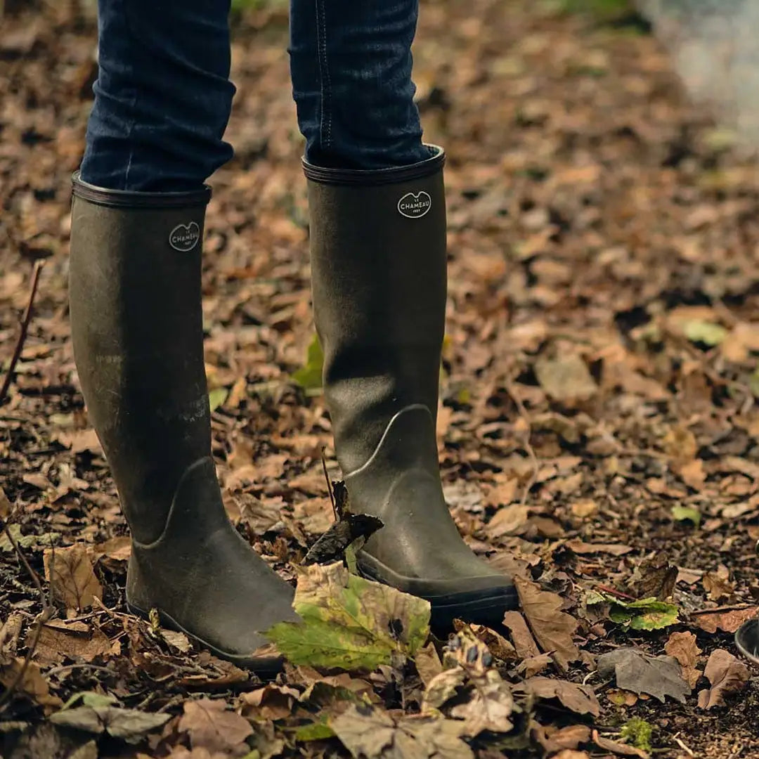 Olive green Chameau Women’s Giverny Jersey Lined Wellington Boots for style and comfort