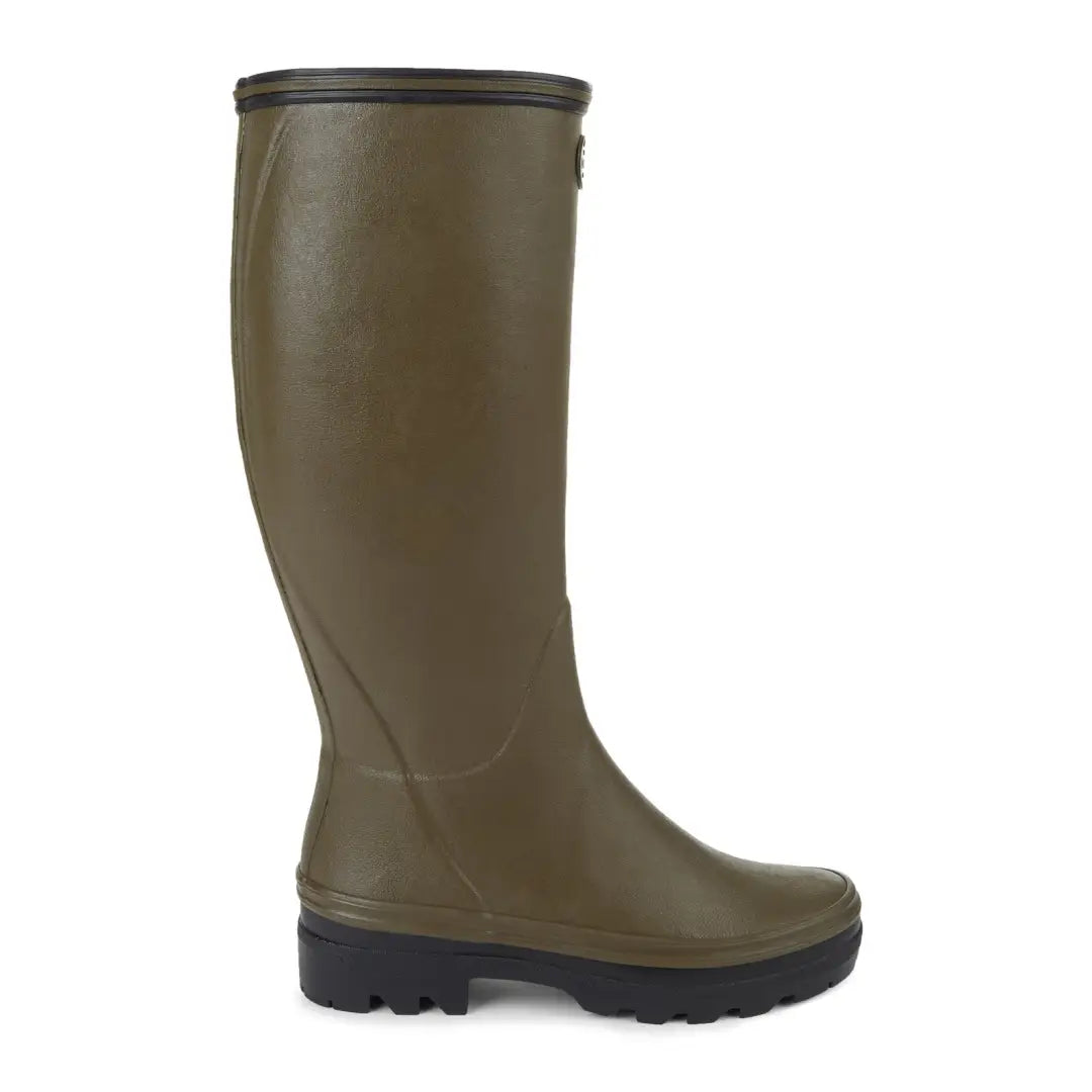 Olive green Chameau Women’s Giverny Jersey Lined Wellington Boots for outdoor wear