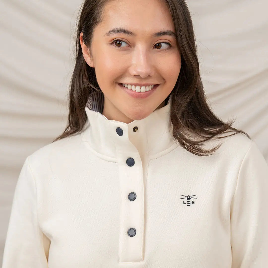 Lighthouse Ladies Haven II Jersey fleece pullover with high collar and snap buttons