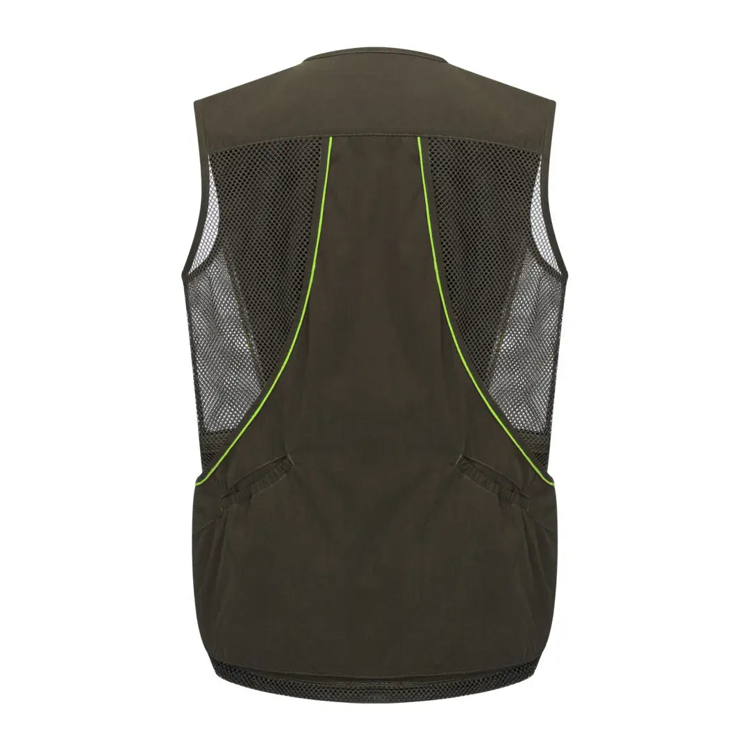 Olive green mesh-backed forest dog sports vest for active dog training or dog sports