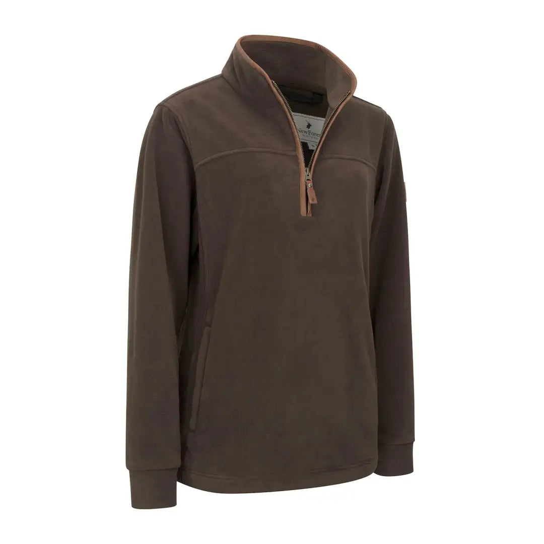 New Forest Ladies Knightwood quarter zip fleece in dark brown