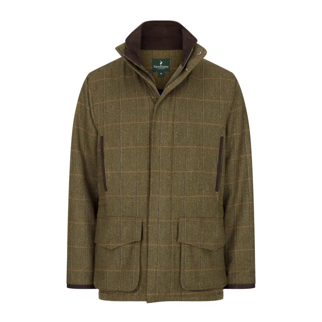 Olive green checkered tweed jacket, New Forest Maverick Waterproof with pockets