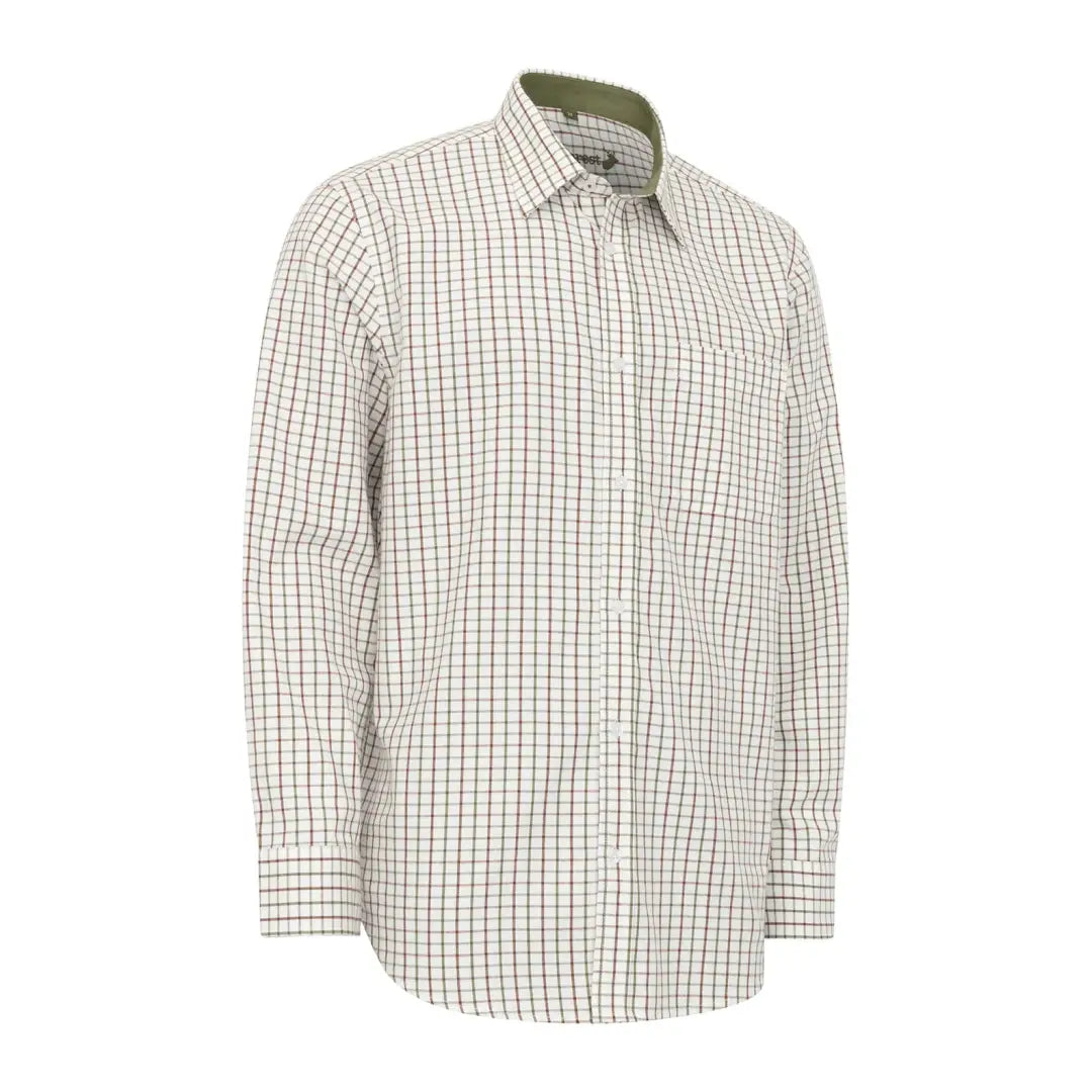 New Forest premium tattersall shirt in white and green checkered pattern