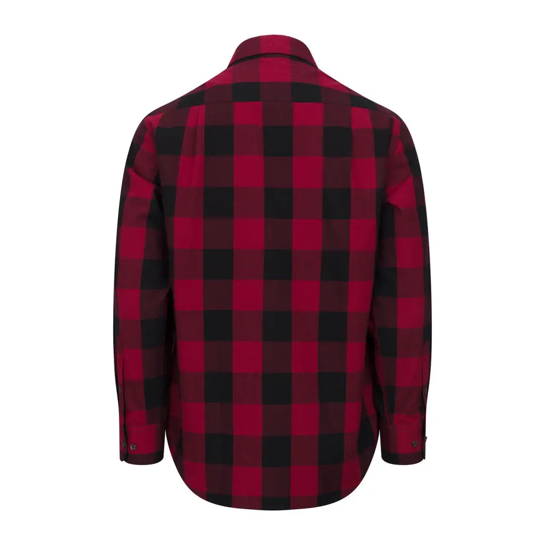 Red and black plaid premium tattersall shirt, long-sleeved button-up