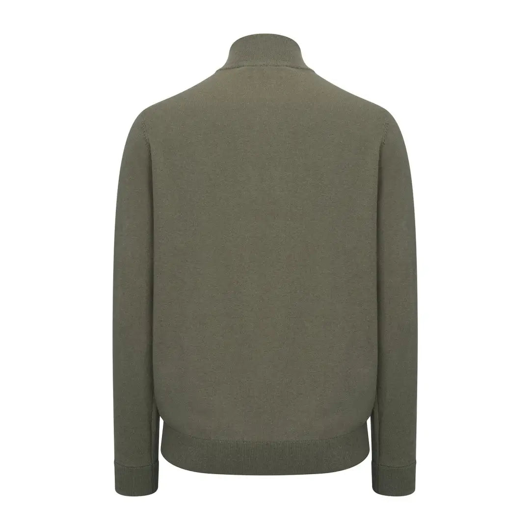 Olive green New Forest Zip Neck Jumper, perfect for cozy, stylish layering