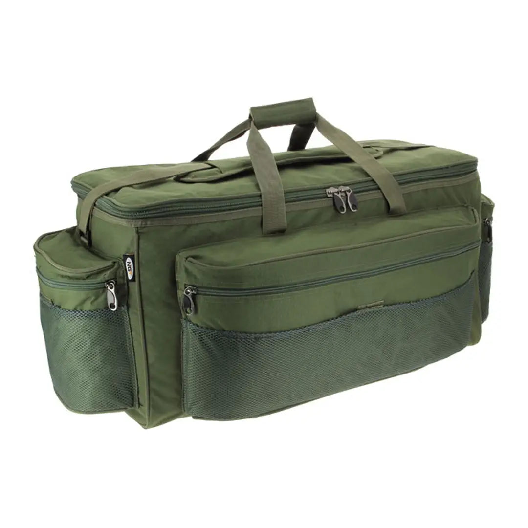 Olive green NGT Large 4 Compartment Carryall with straps, perfect for country clothing