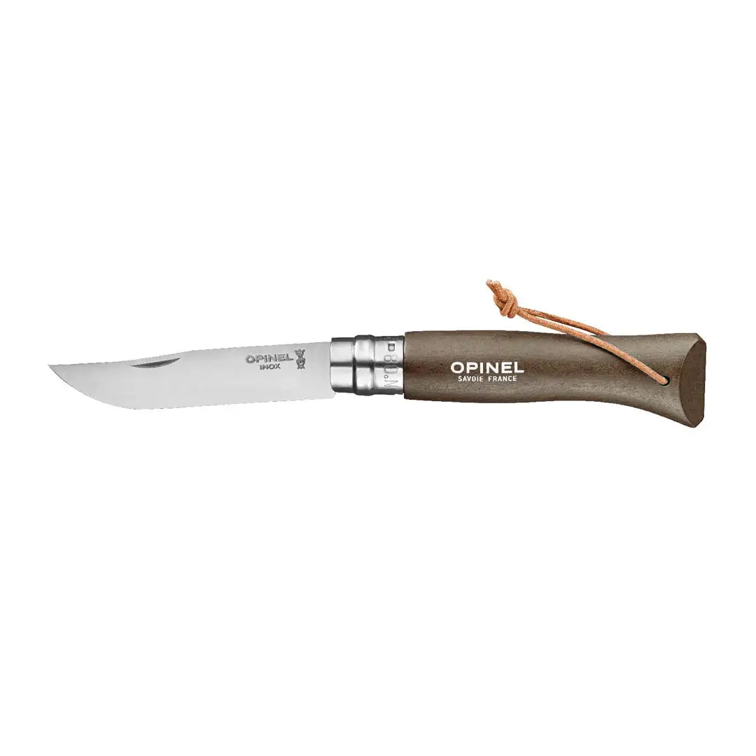 Opinel No 8 Colorama Locking Knife with wooden handle, perfect for hunting and country clothing