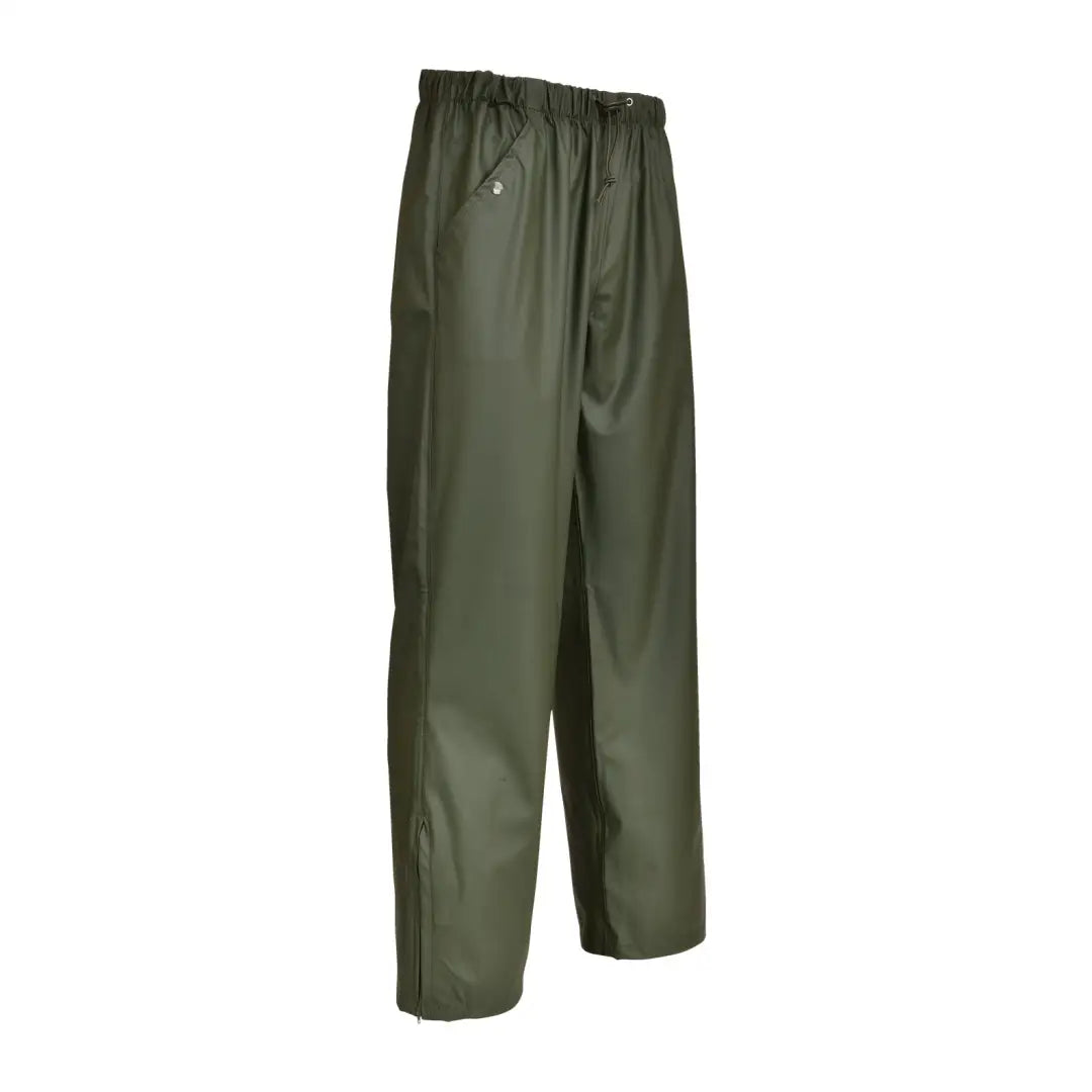 Olive green waterproof Percussion Impersoft Trousers with elastic waistband