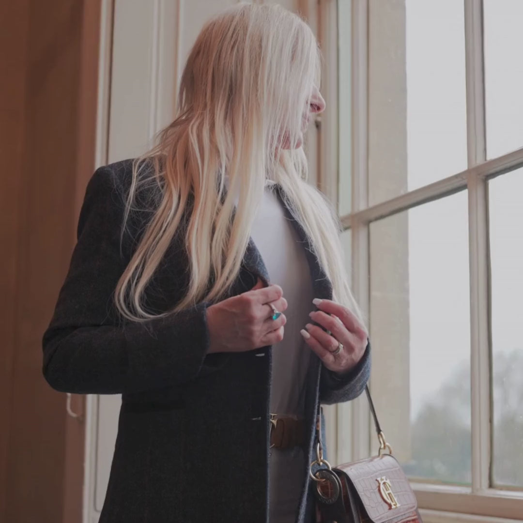Load video: New-Forest-Lizzie-Tweed-Coat#colour_navy