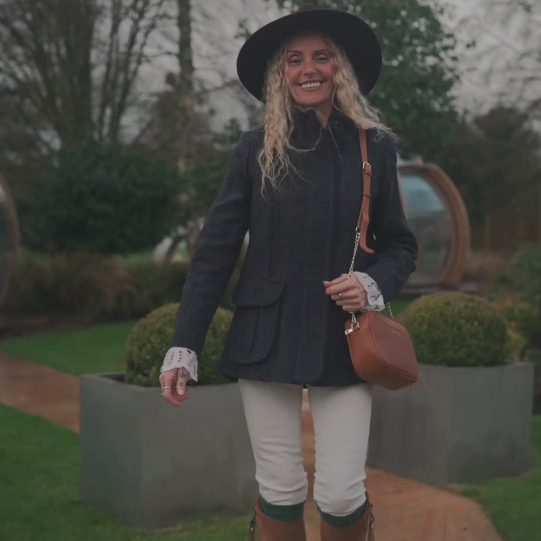 Load video: New-Forest-Florence-Tweed-Jacket#colour_navy