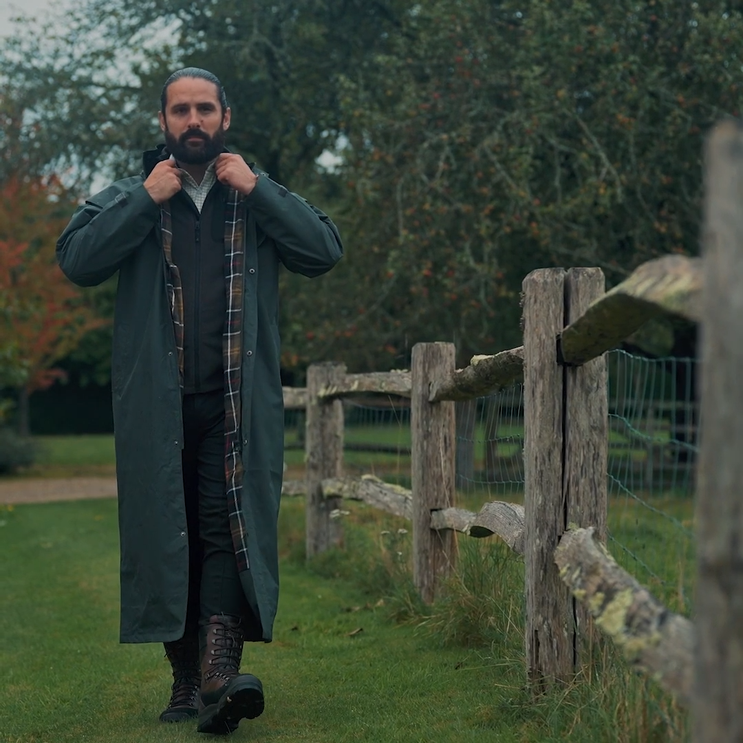 Load video: New Forest Ranger Mens Full Length Waterproof Coat