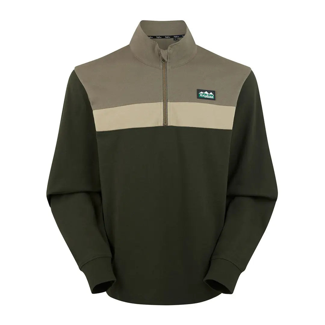 Olive green and beige Ridgeline Back Slider Rugby Top for country clothing and hunting