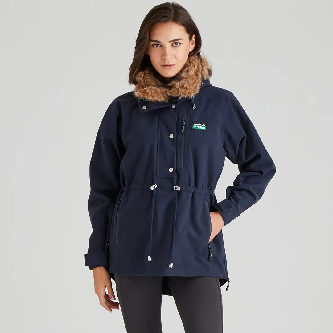 Navy blue Ridgeline Ladies Monsoon Nordic Smock with fur collar for stylish outdoor wear