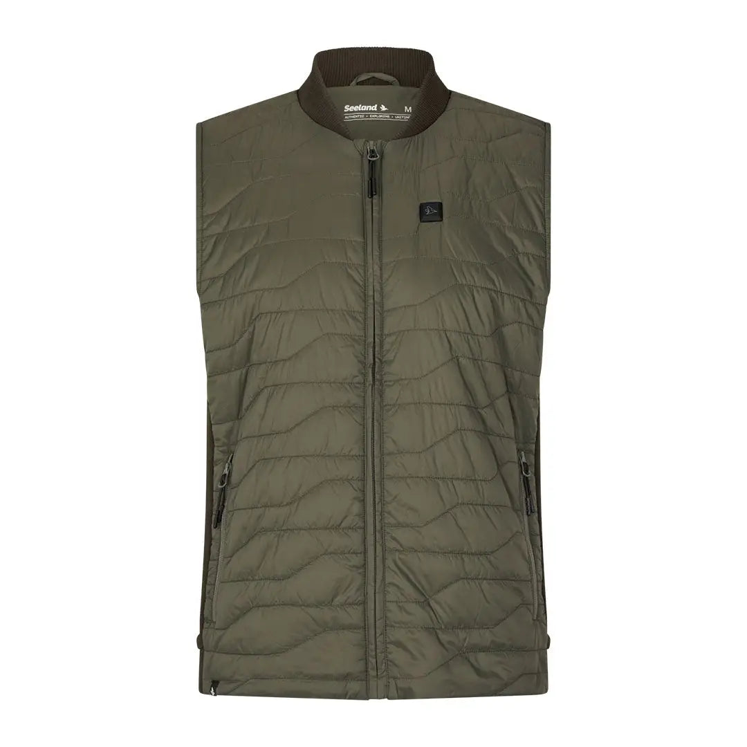 Olive green quilted vest showcasing Seeland Celsius Heat Liner Waistcoat for warmth