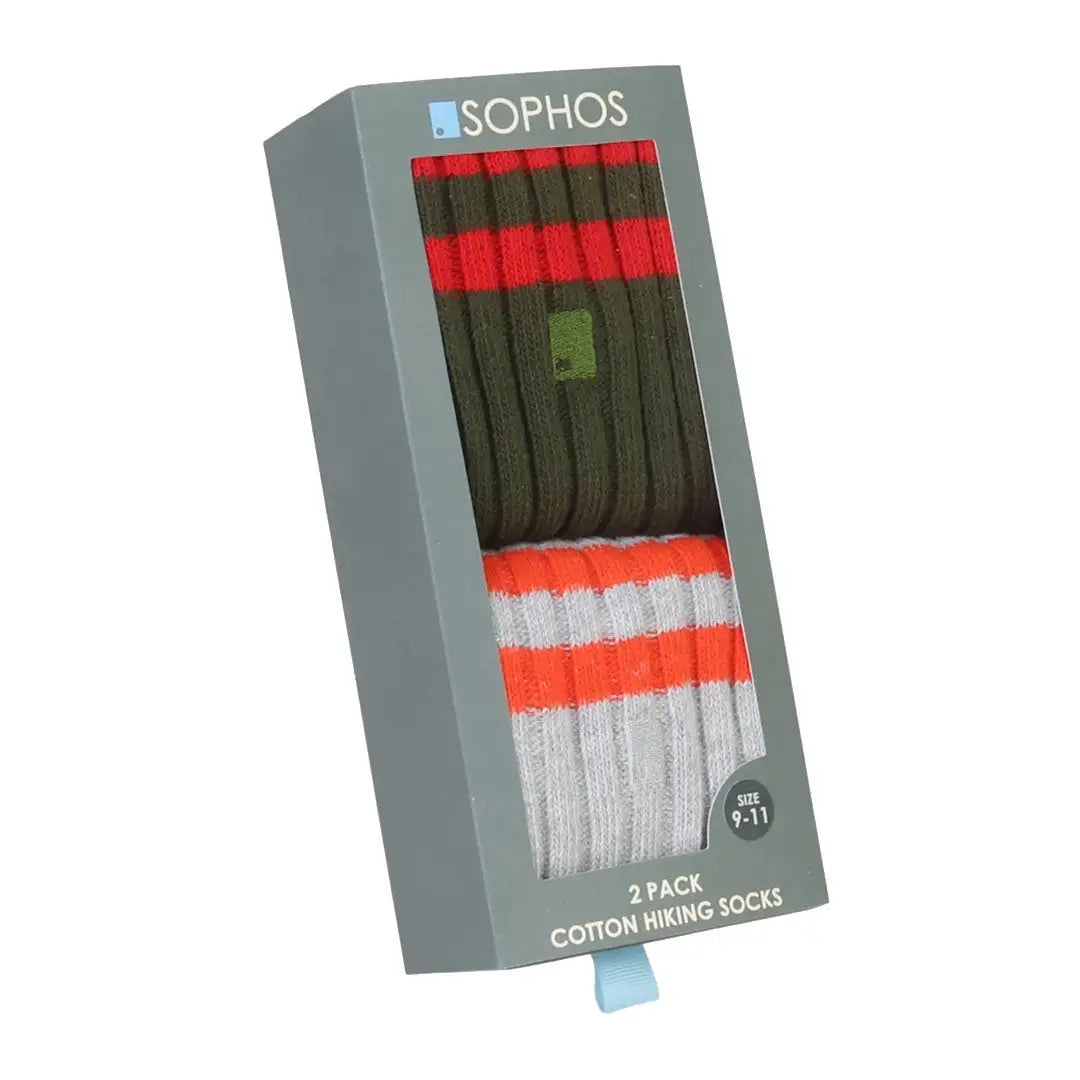 Sophos 2-pack cotton hiking socks for outdoors, US 9-11