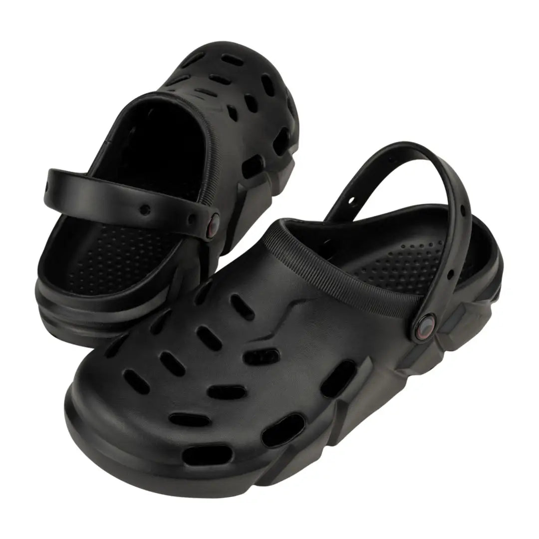 Black perforated Speero Bivvy Clogs perfect for outdoor adventures and comfort
