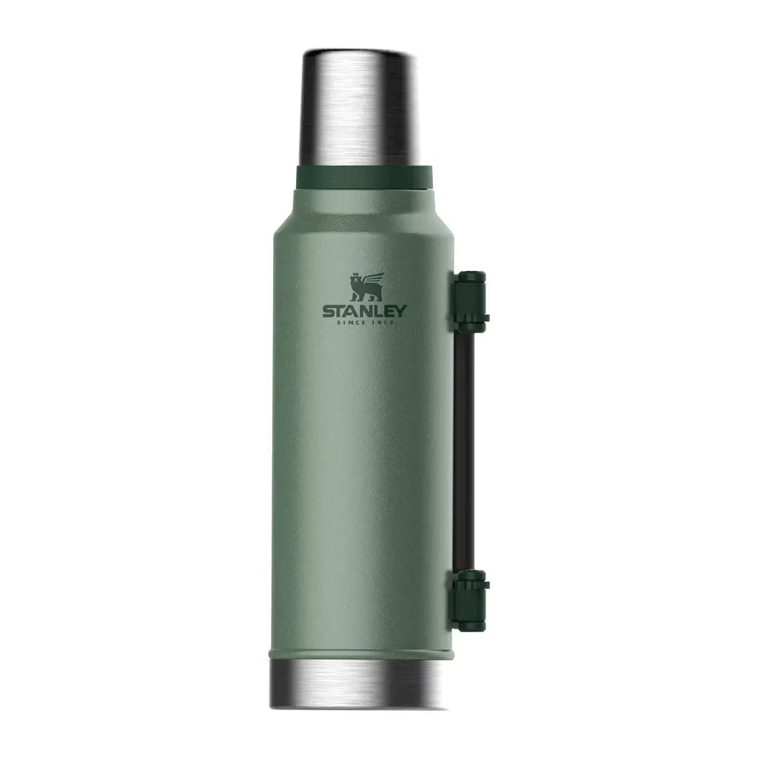 Green Stanley thermos from Stanley Classic Vacuum Bottle 1.4 Litre for outdoors and hunting
