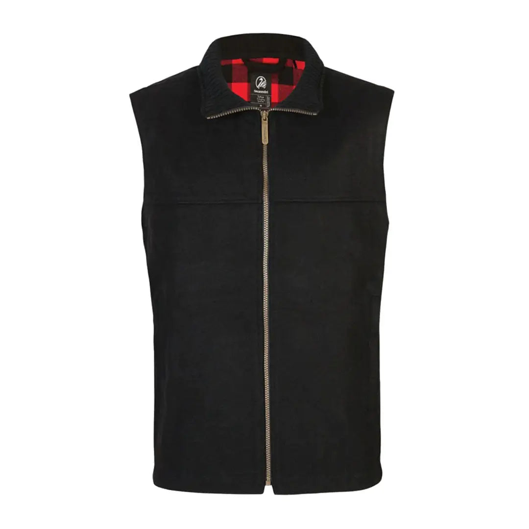 Black Swanndri Saddleback Vest with red plaid lining for country clothing and hunting outdoors