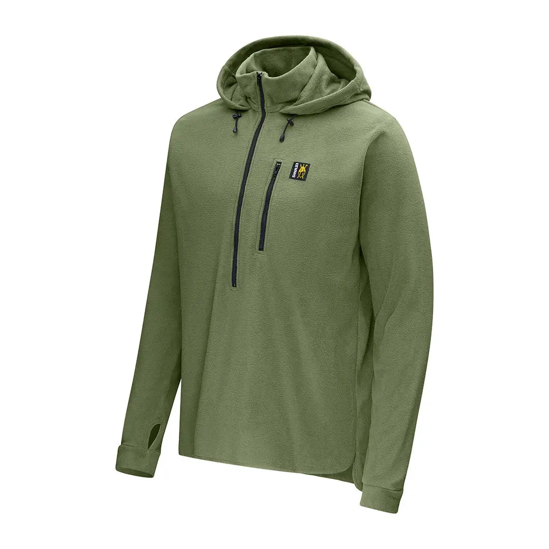 Green hooded pullover shirt featured in the Swazi Brocco Shirt collection