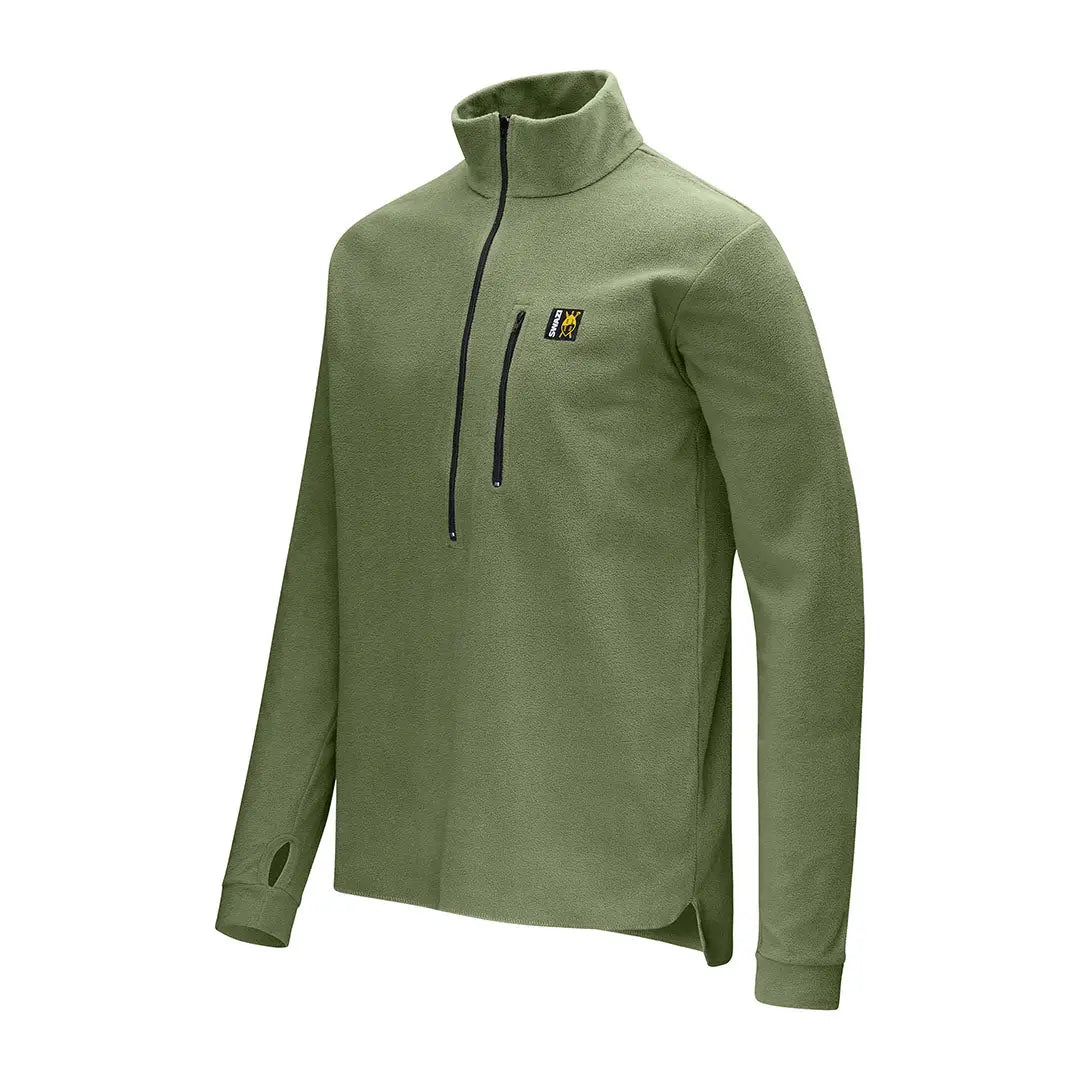 Olive green Swazi Micro Shirt quarter-zip fleece pullover for cozy outdoor vibes