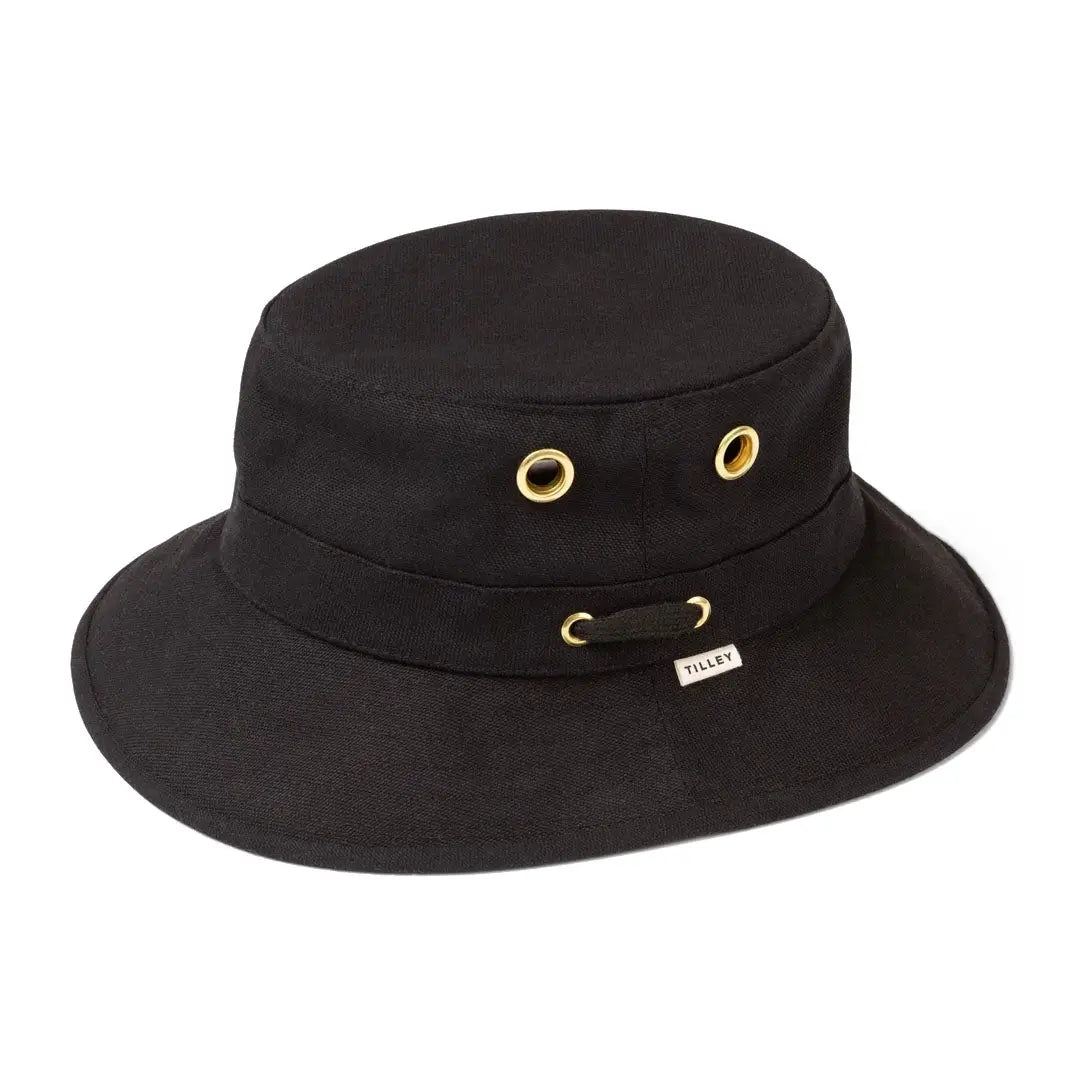 Black Tilley hat showcasing the iconic T1 Bucket Hat style for outdoor adventures