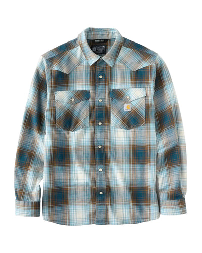 Carhartt Montana Snap-Front Plaid Shirt - Dark Harbor Teal
