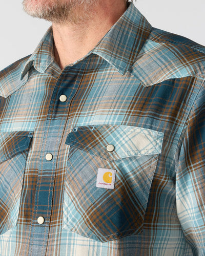 Carhartt Montana Snap-Front Plaid Shirt - Dark Harbor Teal