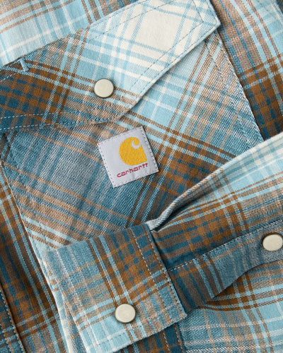 Carhartt Montana Snap-Front Plaid Shirt - Dark Harbor Teal
