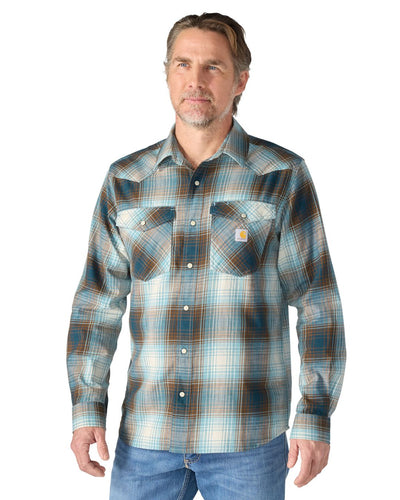Carhartt Montana Snap-Front Plaid Shirt - Dark Harbor Teal