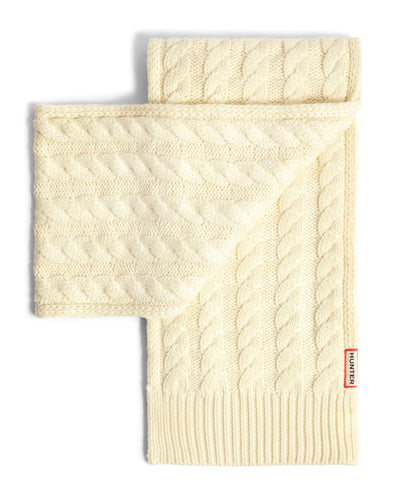 Hunter Cable Knit Fur Pom Beanie and Scarf Set
