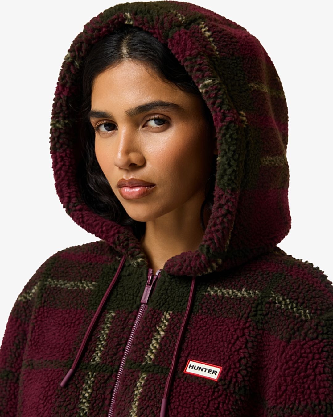 Hunter Womens Bonelle Tartan Borg Fleece Jacket