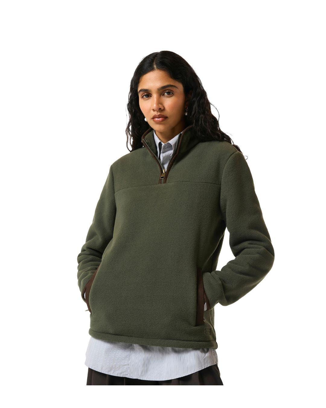 Hunter Womens Originals Microfleece 1/4 Zip Long Sleeve Top