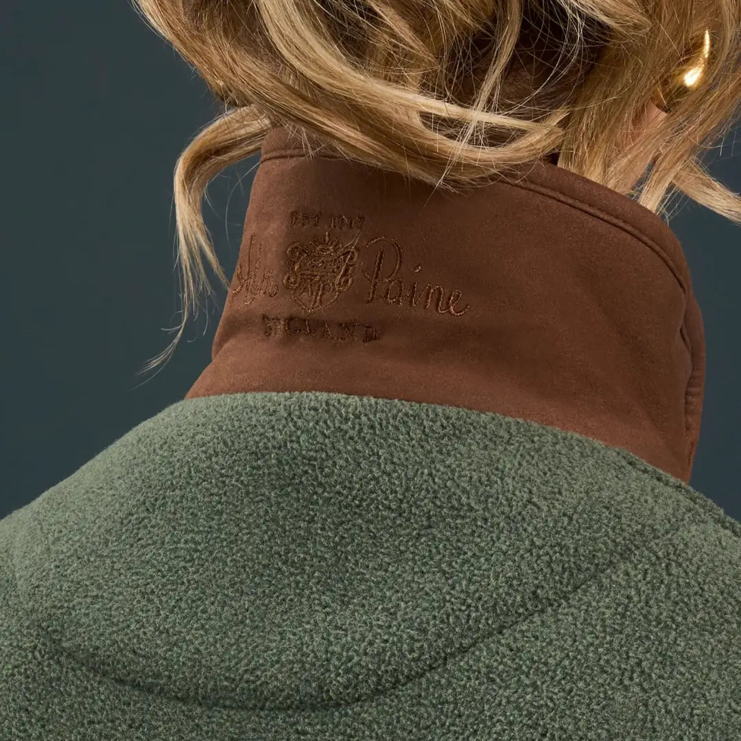 Green fleece jacket with brown collar from Alan Paine Aylsham for warmer days worn