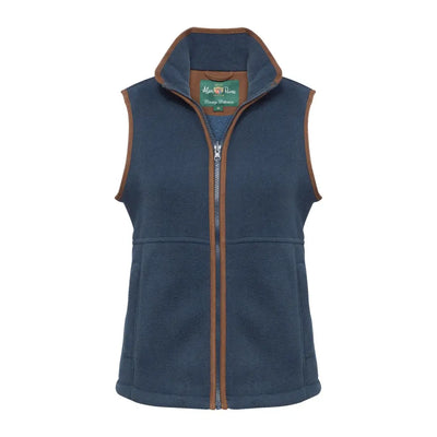 Navy blue fleece vest with brown trim from Alan Paine Aylsham Ladies collection