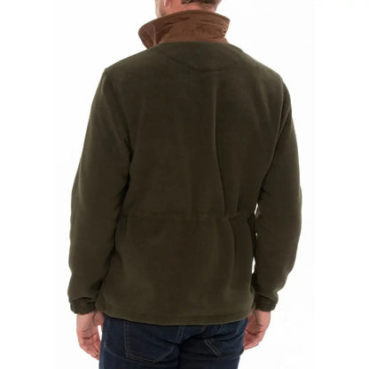 Men’s olive green fleece jacket with brown collar from Alan Paine Aylsham, versatile fleece jacket