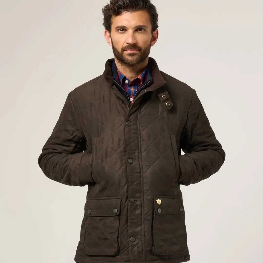Men’s quilted jacket with corduroy collar and pockets from Alan Paine Felwell line