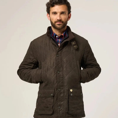 Men’s quilted jacket with corduroy collar and pockets from Alan Paine Felwell line