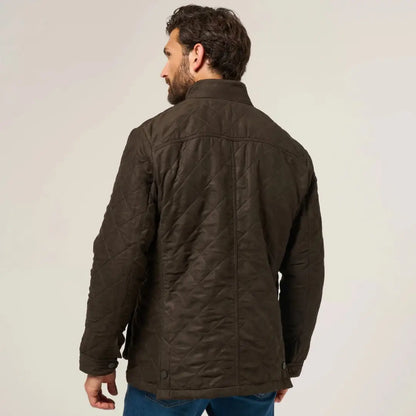 Men’s dark brown quilted jacket from Alan Paine Felwell collection perfect for winter